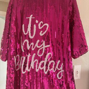It's My Birthday Sequin T-Shirt Party Dress
